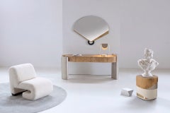 Modern Sistelo Side Table, Oak Root Brass, Handmade in Portugal by Greenapple
