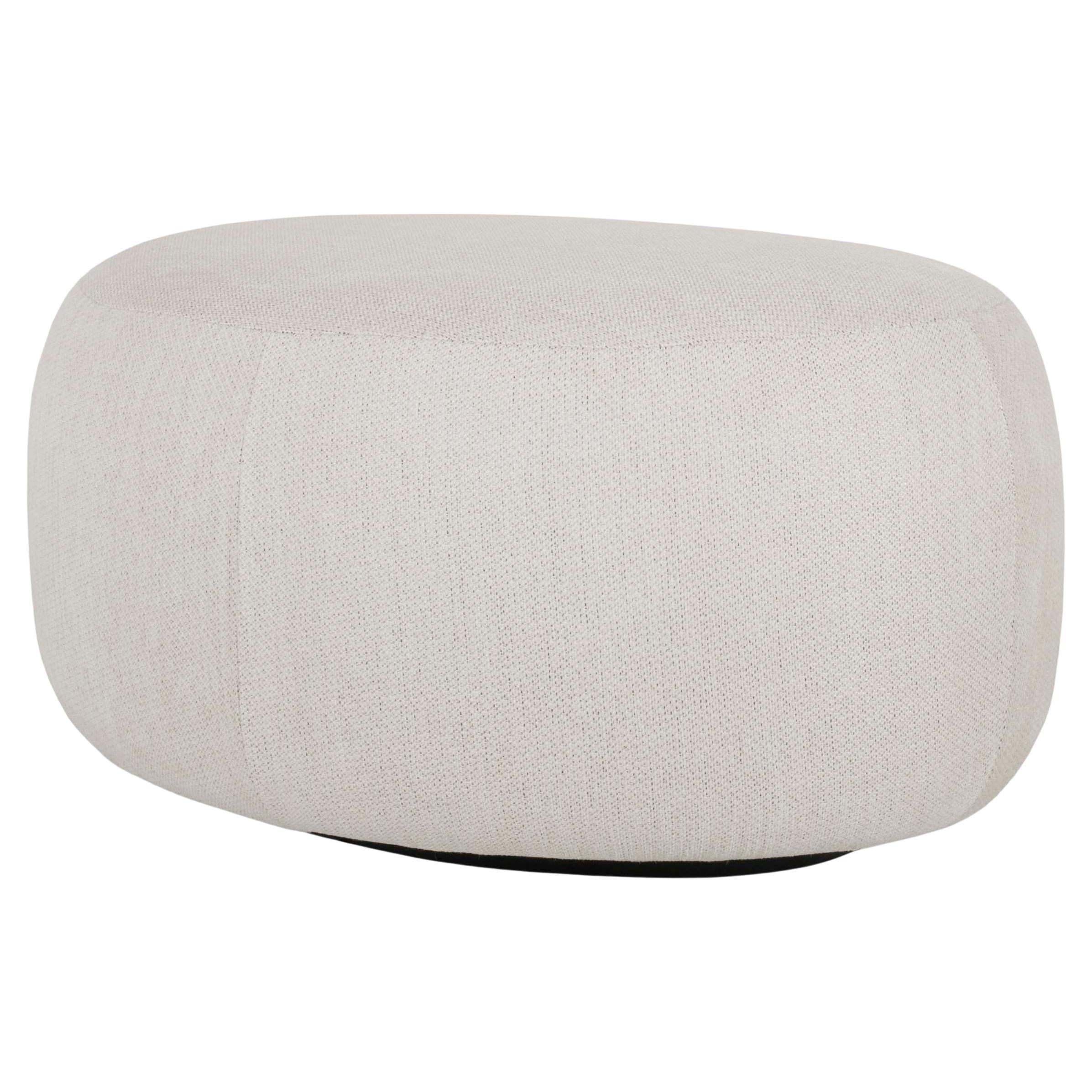 Organic Modern Twins Pouf Ottoman, Beige Cotton Linen, Handmade by Greenapple