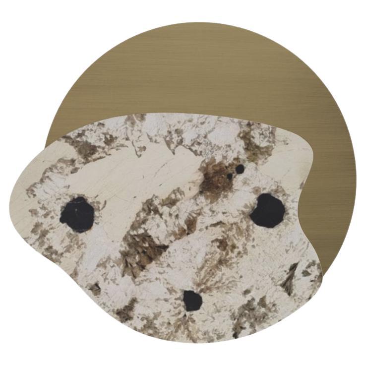 Portugais Table basse Bordeira mi-siècle moderne, onyx, laiton, chêne, fabriquée à la main  Greenapple en vente