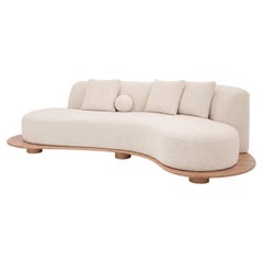 Modern Galapinhos Curved Sofa, Cream Bouclé, Handmade in Portugal by Greenapple