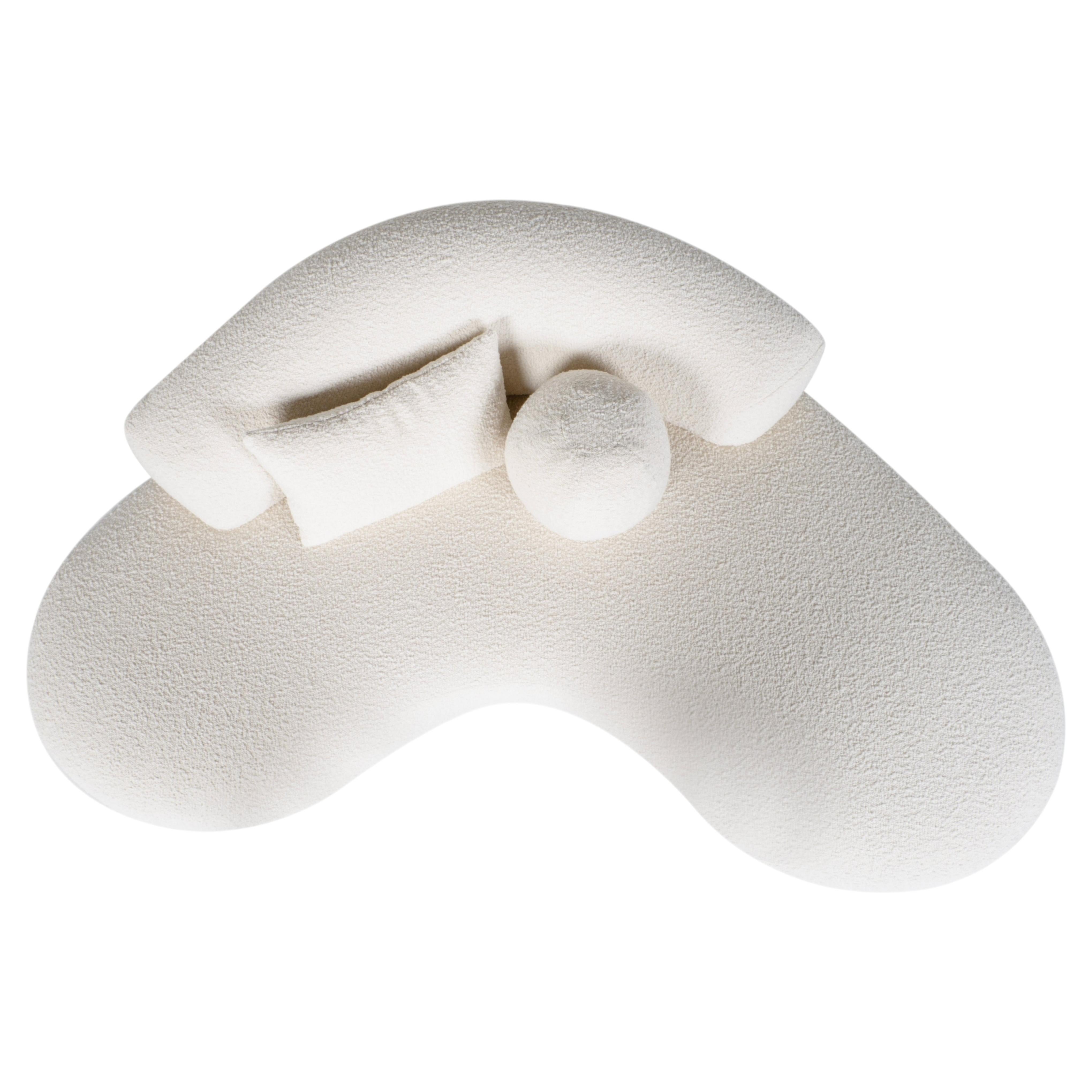 Modern Conchula Corner Sofa, White Boucle, Handmade in Portugal by Greenapple