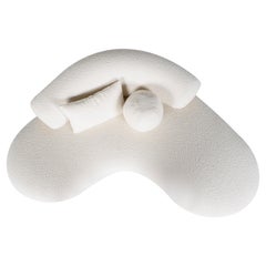 Modern Conchula Corner Sofa, White Bouclé, Handmade in Portugal by Greenapple