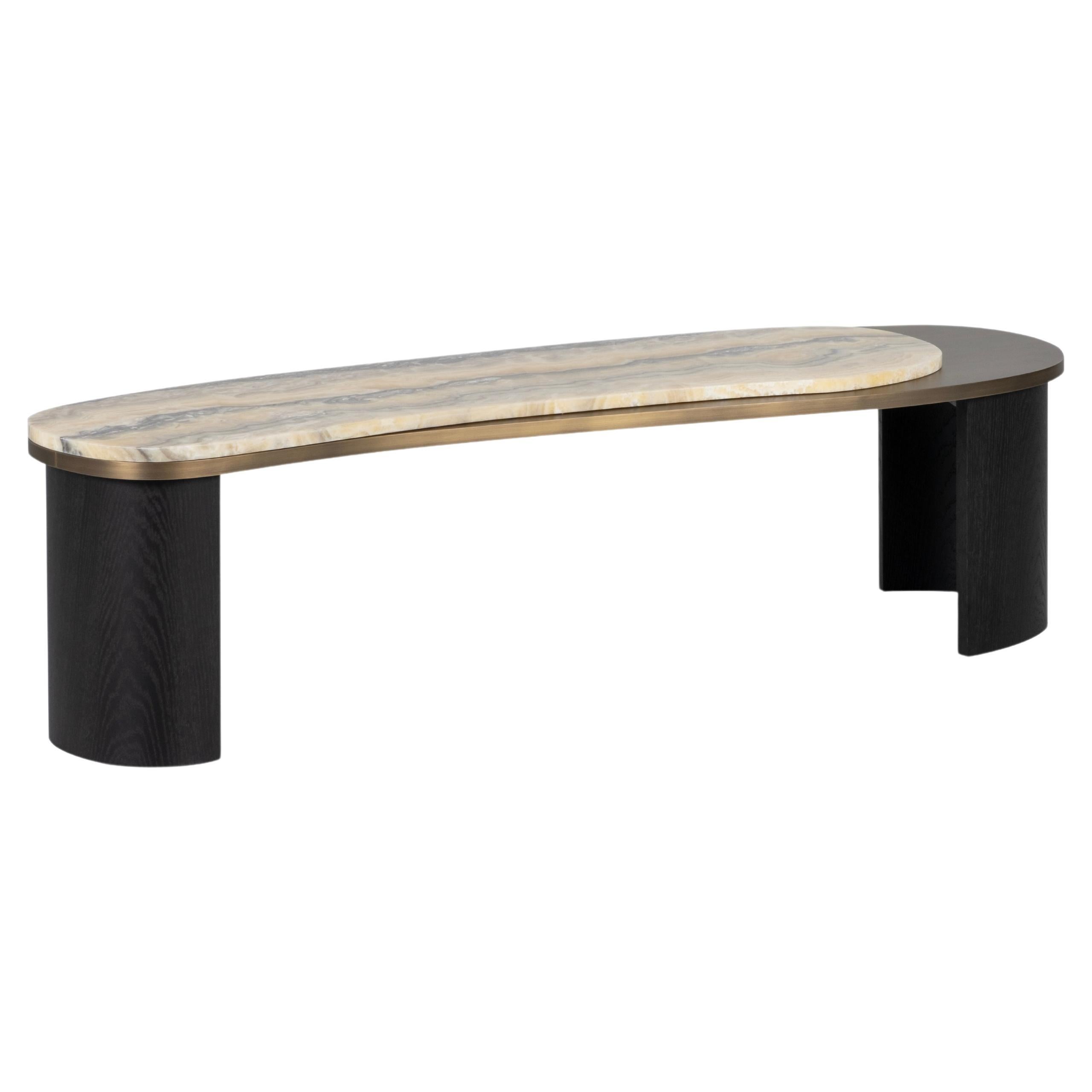 Table basse moderne Armona, laiton onyx, fabriquée à la main au Portugal par Greenapple en vente