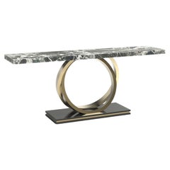 Modern Armilar Console Table, Grand Antique Noir Marble, Handmade by Greenapple