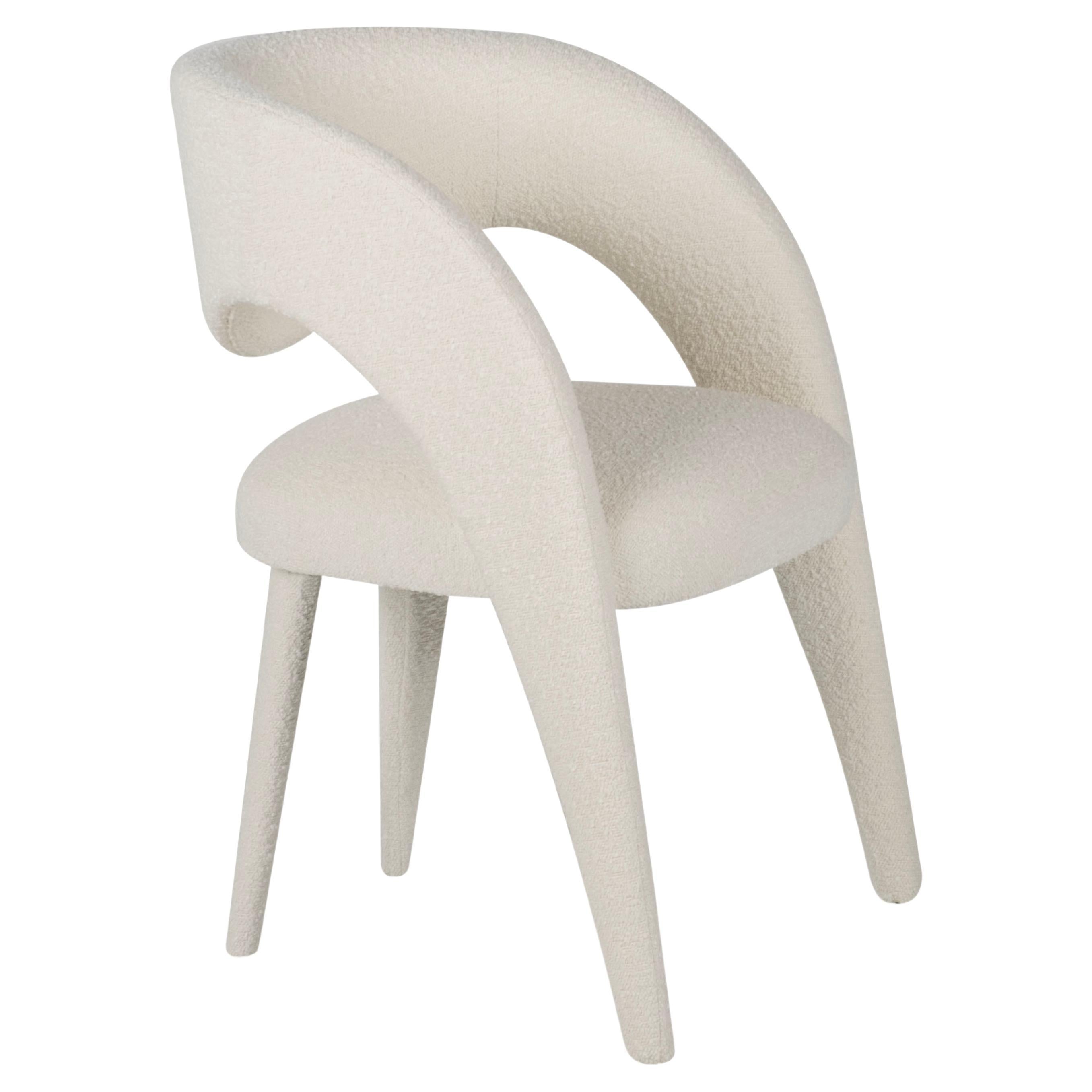 Modern Laurence Dining Chairs, Off-White Bouclé, Handmade Portugal by Greenapple For Sale