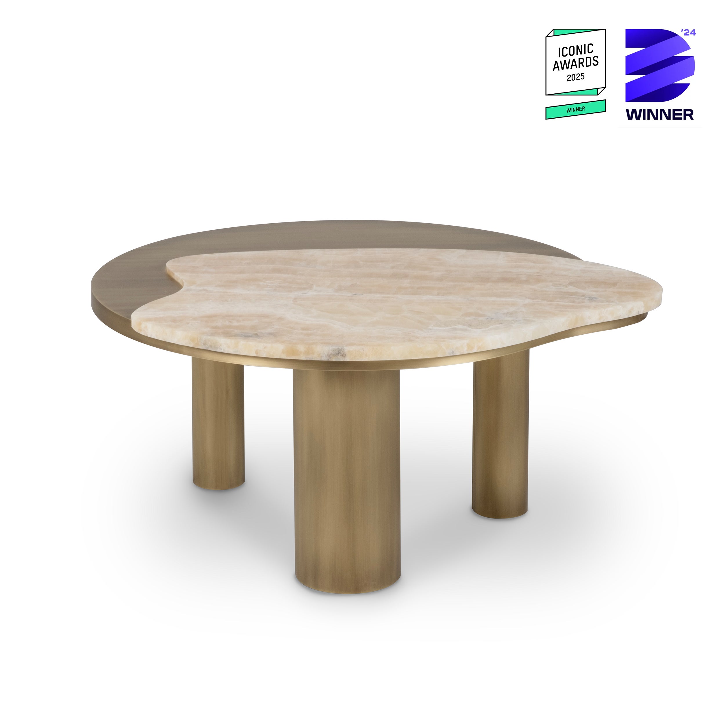 Organic Modern Bordeira Couchtische, Onyx Messing, Handmade Portugal Greenapple