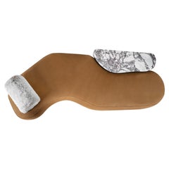 Mid-Century Modern Minho Day Bed, Nubuk, Calacatta Viola, Handmade Greenapple