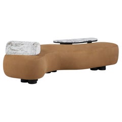 Mid-Century Modern Minho Day Bed, Nubuck, Calacatta Viola, Handmade Greenapple