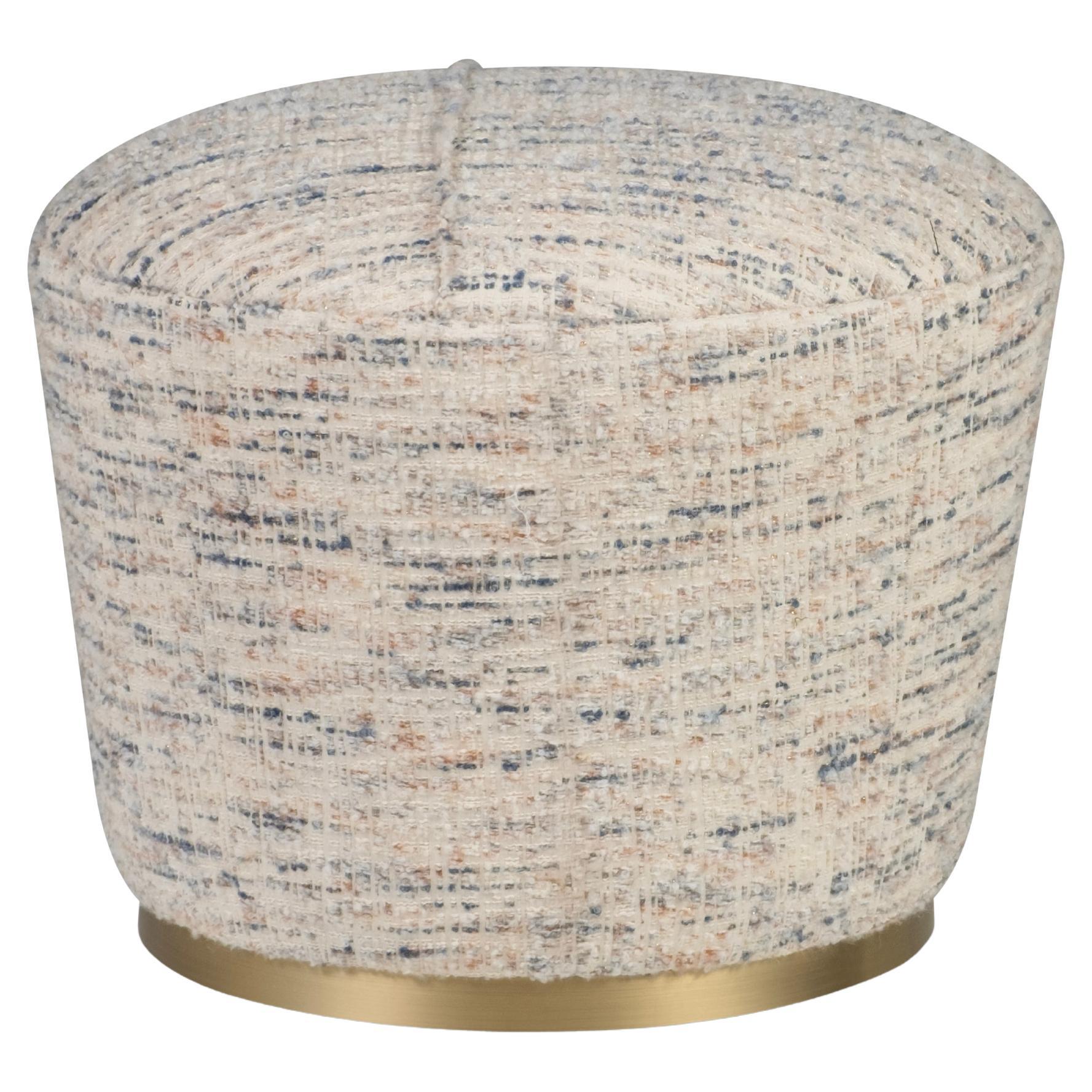 Modern Porthos Pouf, Ottoman, Jacquard Fabric, Handmade Portugal by Greenapple