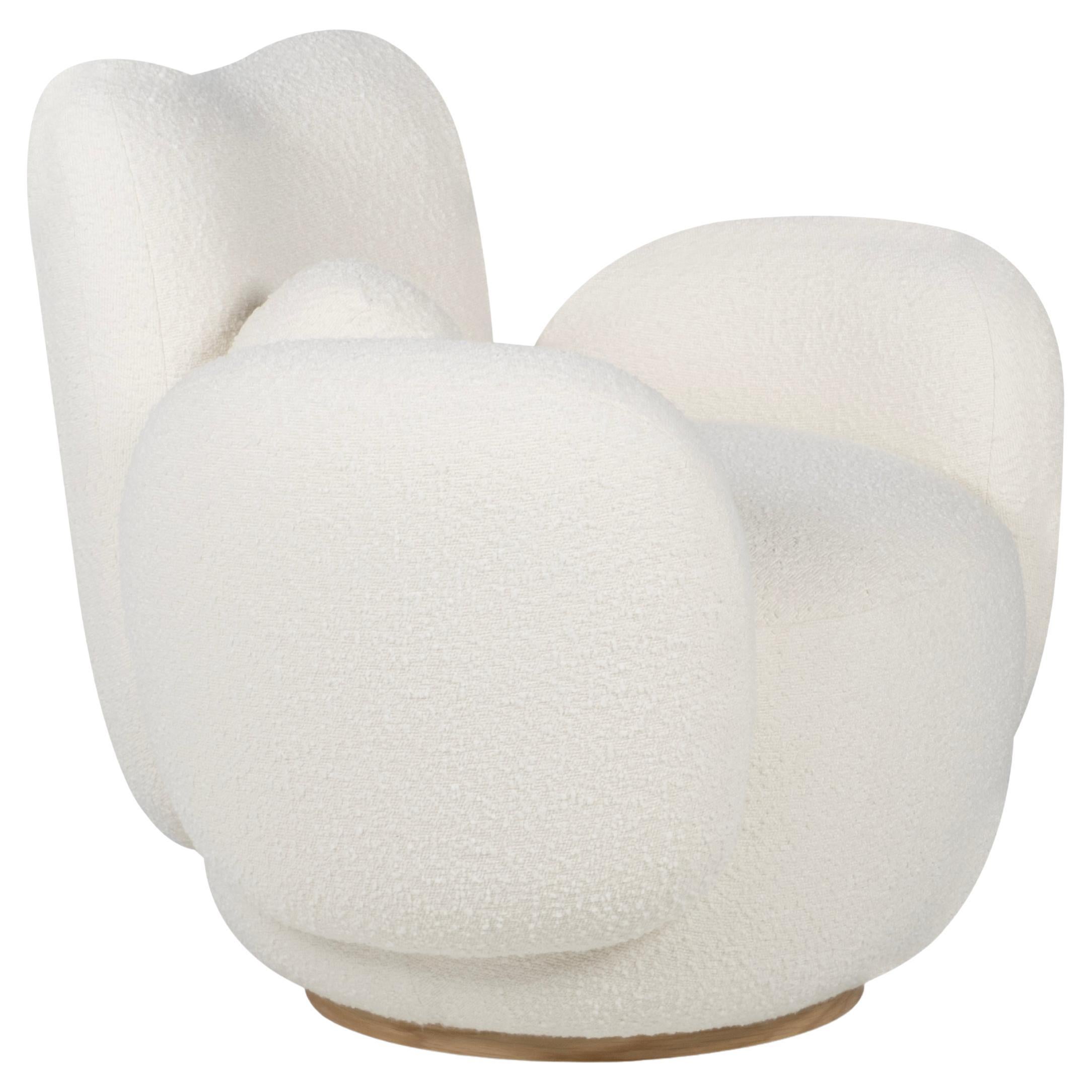 Mid-Century Modern Conchula Armchair, Swivel, DEDAR White Handmade by Greenapple For Sale