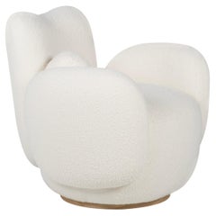 Mid-Century Modern Conchula Armchair, Swivel, DEDAR White Handmade by Greenapple
