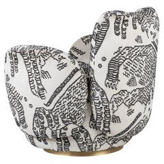 Contemporary Conchula Lounge Chair, drehbar, DEDAR Jacquard Handmade Greenapple