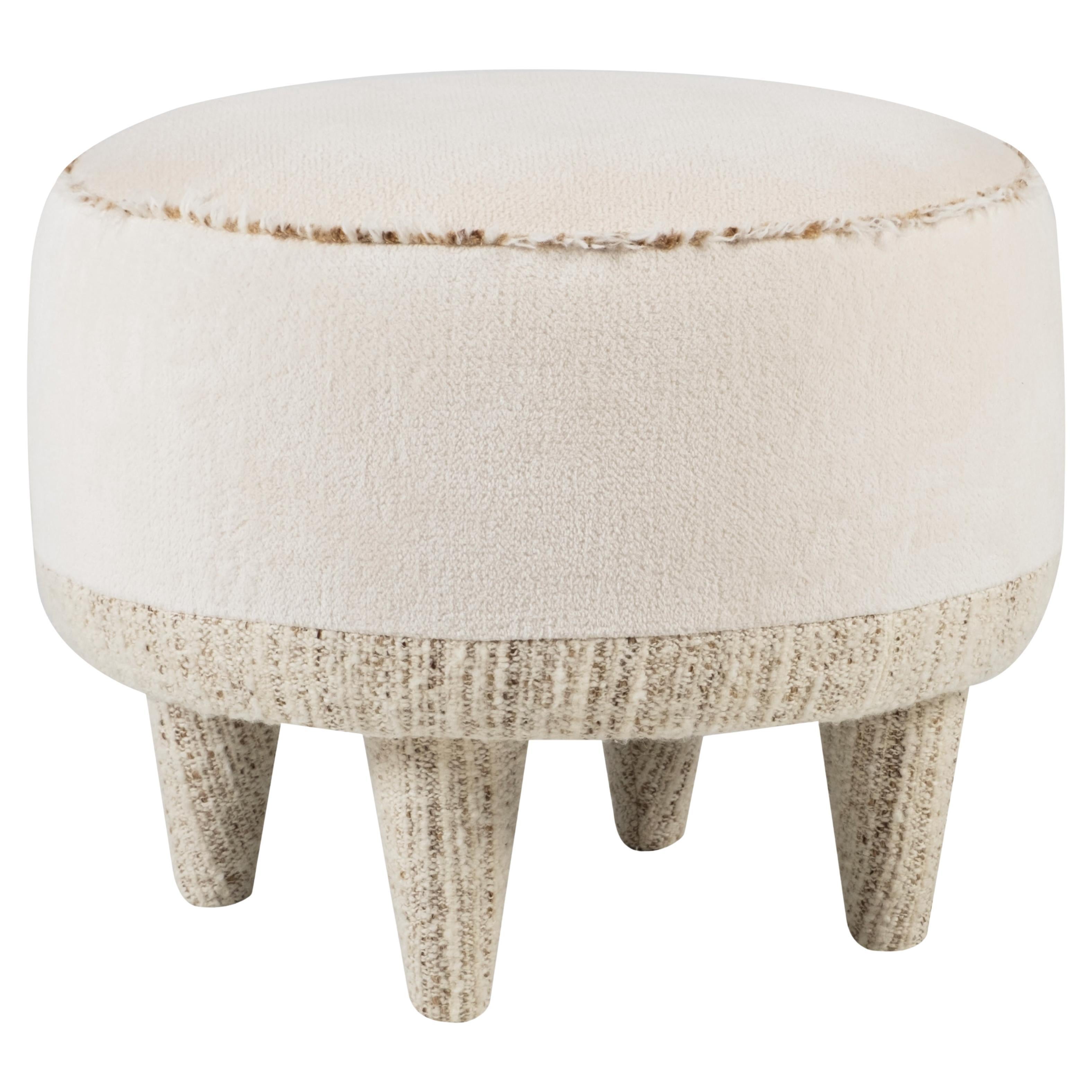 Modern Pouf Ottoman Dedar Chenille Wool Handmade in Portugal by Greenapple