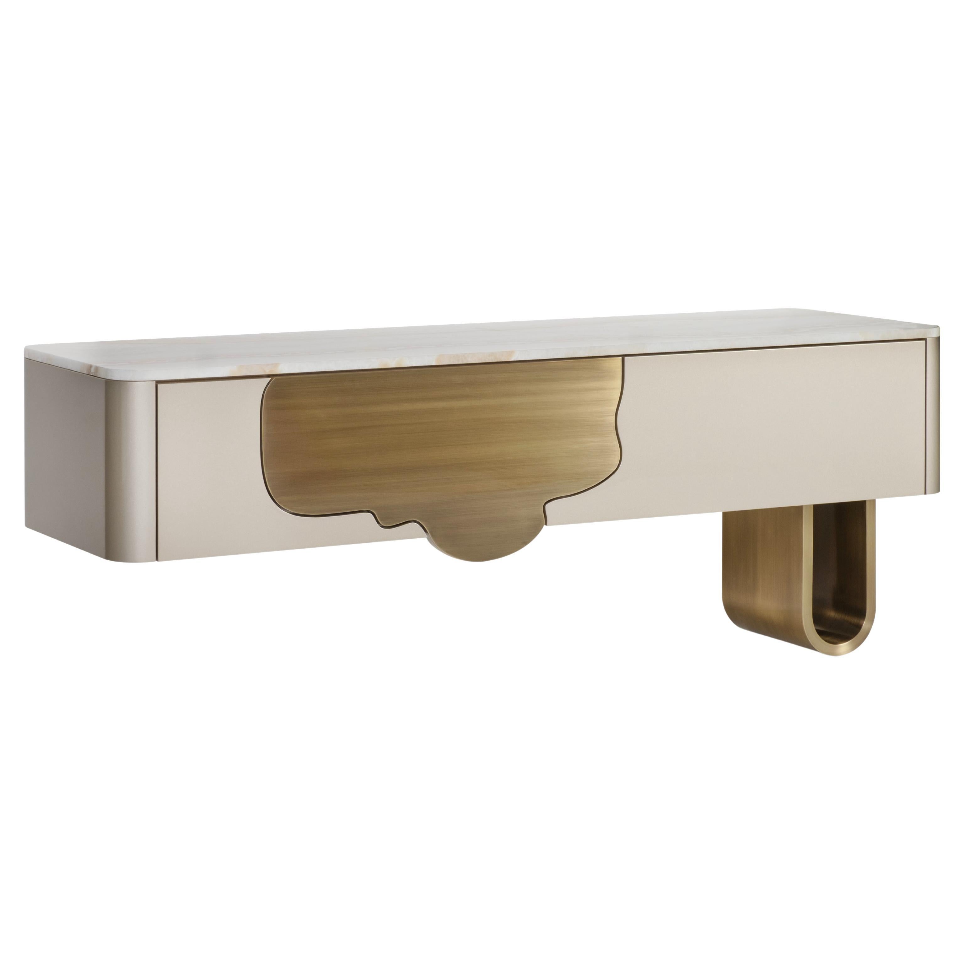 Mid-Century Modern Alma Sideboard, Onyx, Brass, Handmade by Greenapple