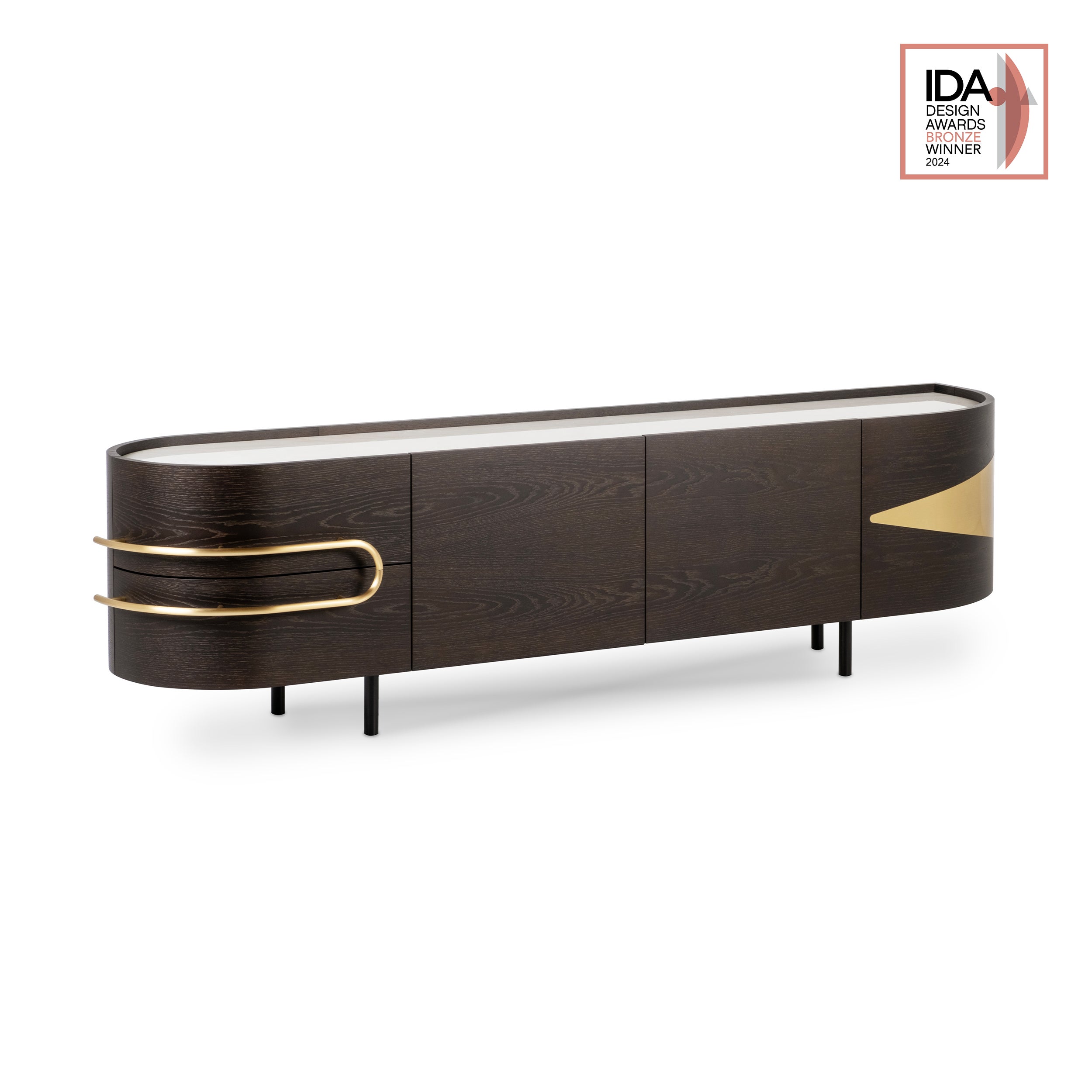 Moderner Olival Sideboard-Tischschrank aus der Mitte des Jahrhunderts, Marmor, handgefertigt von Greenapple
