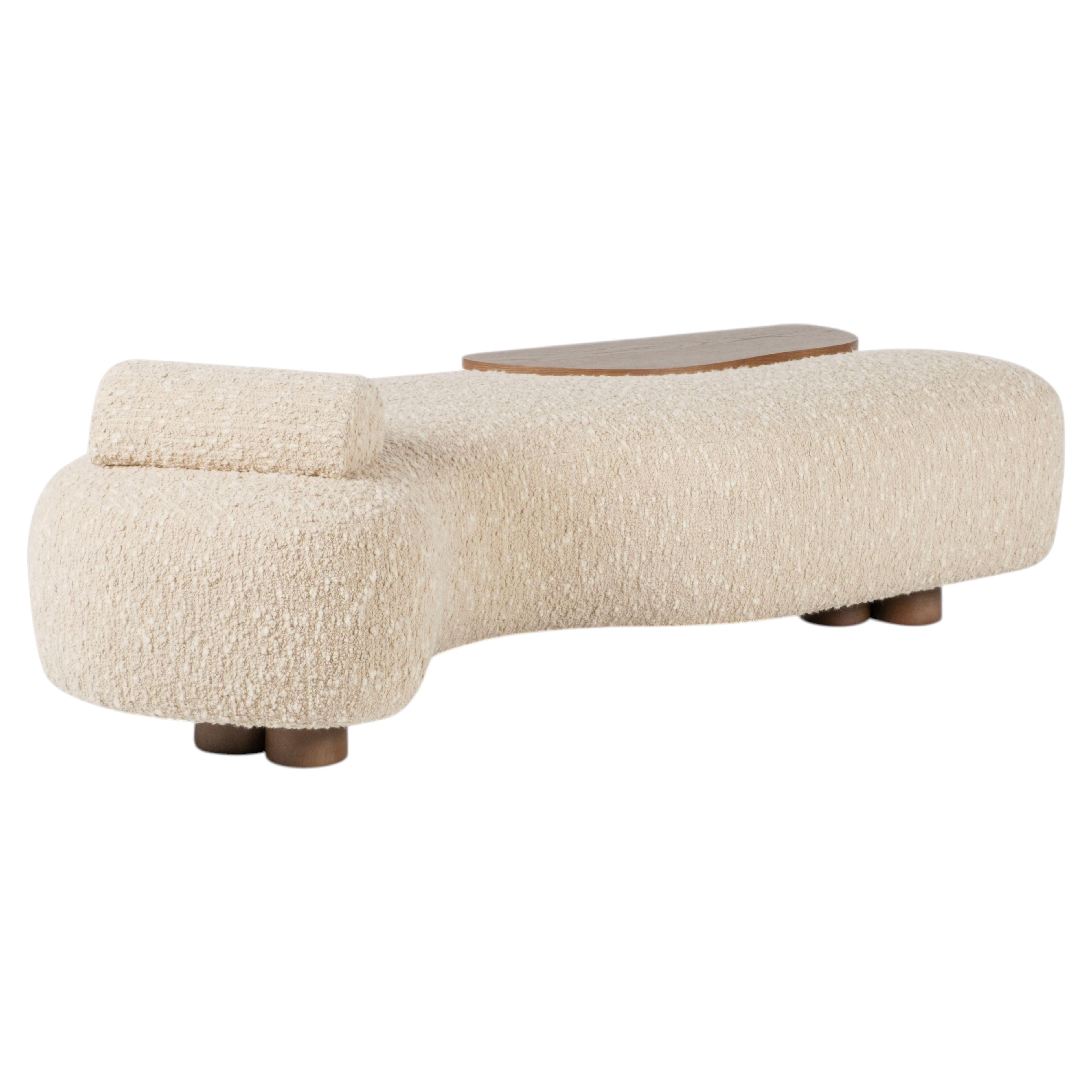 Mid-Century Modern Minho Daybed, Wool Bouclé, Oak, Handmade by Greenapple