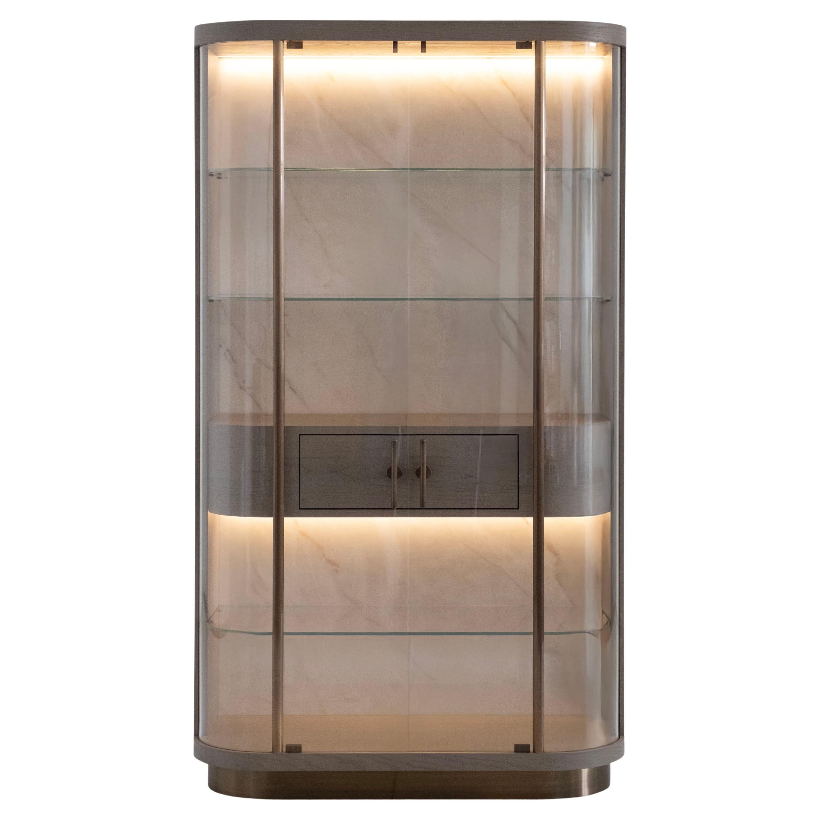 Modern Penedo Showcase Bar Cabinet Calacatta Bianco Handmade Portugal Greenapple