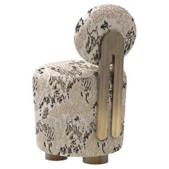 Poltrone moderne di metà secolo, girevoli, ottone, jacquard, Greenapple