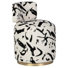 Mid-Century Modern Grand Chairs, Swivel, Brass, DEDAR Velvet, Greenapple