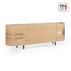 Mid-Century Modern Olival Sideboard, Oak, Onyx, Brass, Handmade by Greenapple