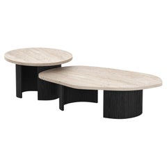 Contemporary Landscape Nesting Coffee Table Set/2 Travertine Handmade Greenapple