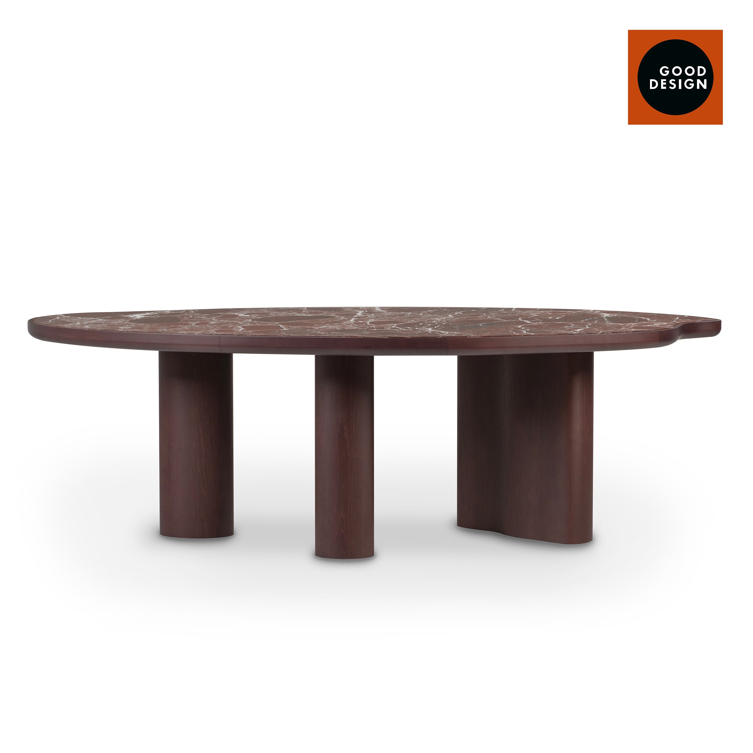 Tavolo da pranzo organico moderno Cerdeira, marmo Rosso Levanto, fatto a mano Greenapple