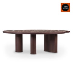 Table de salle à manger bio moderne Cerdeira, marbre Rosso Levanto, fait main Greenapple