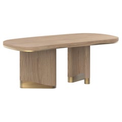 Tavolo da pranzo moderno Sistelo, Oak Oak grigio caldo, ottone, fatto a mano da Greenapple