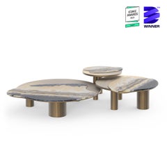 Modern Bordeira Nesting Coffee Tables, Nilo Onyx, Handmade Portugal Greenapple