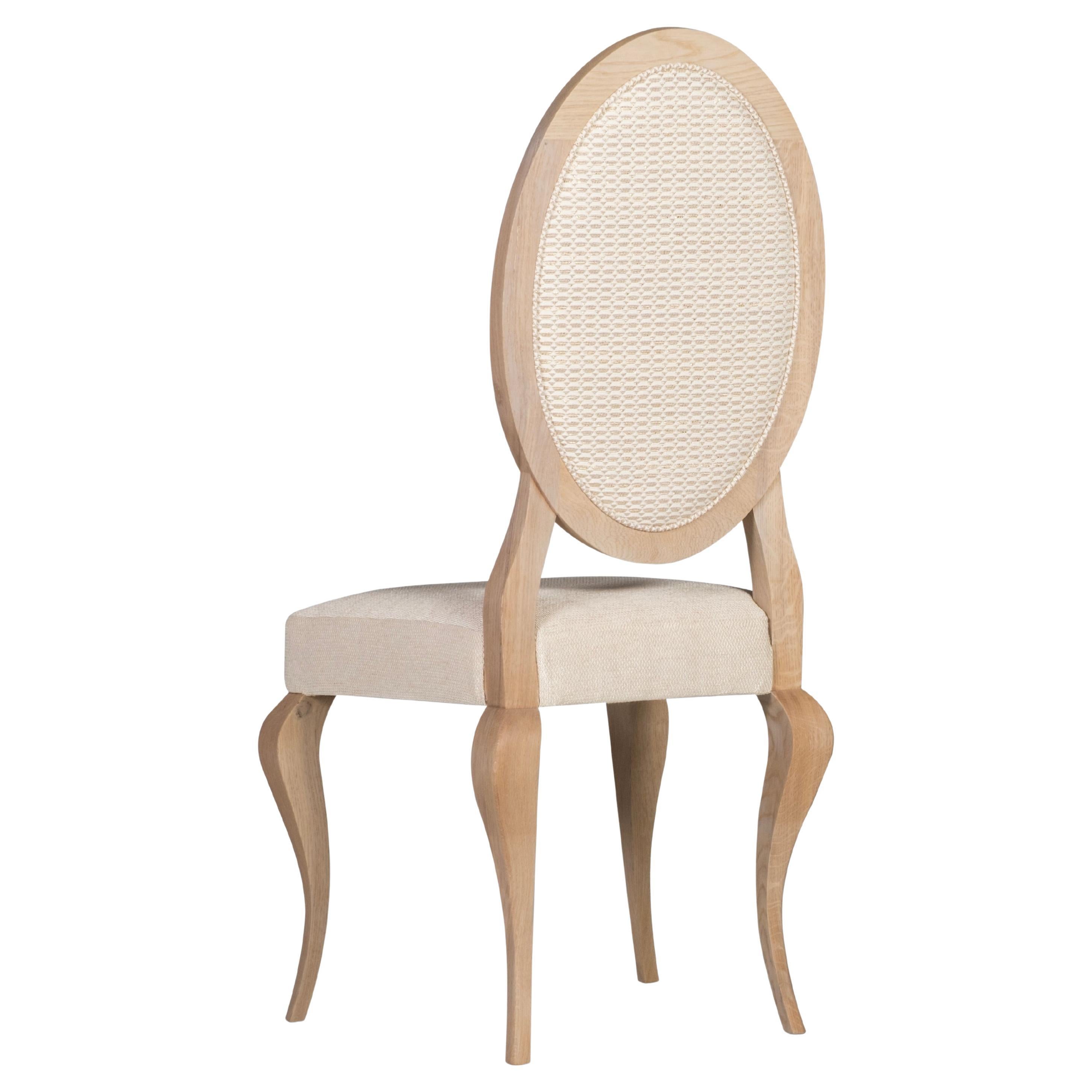 Sedie da pranzo Art Deco Nicole, Oak, Lino, Jacquard, fatte a mano Greenapple