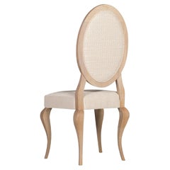 Art Deco Nicole Dining Chairs, Oak, Linen, Jacquard, Handmade Greenapple