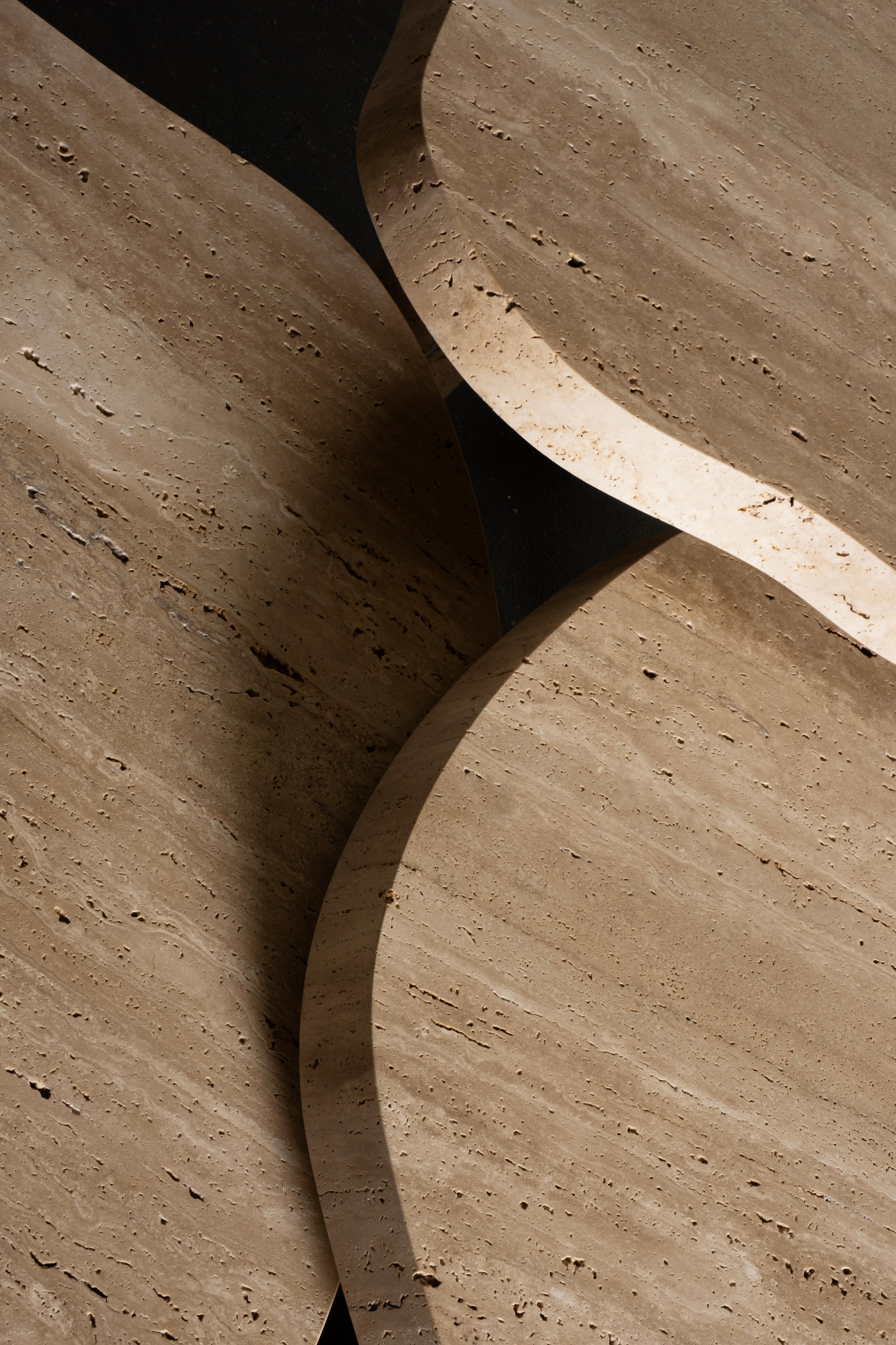 Modern Saara Set/3 Nesting Coffee Tables, Travertine, Handmade by Greenapple For Sale 5