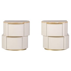 Modern Zambujeiro Bedside Table, SET/2, Miel Onyx, Handmade Portugal Greenapple