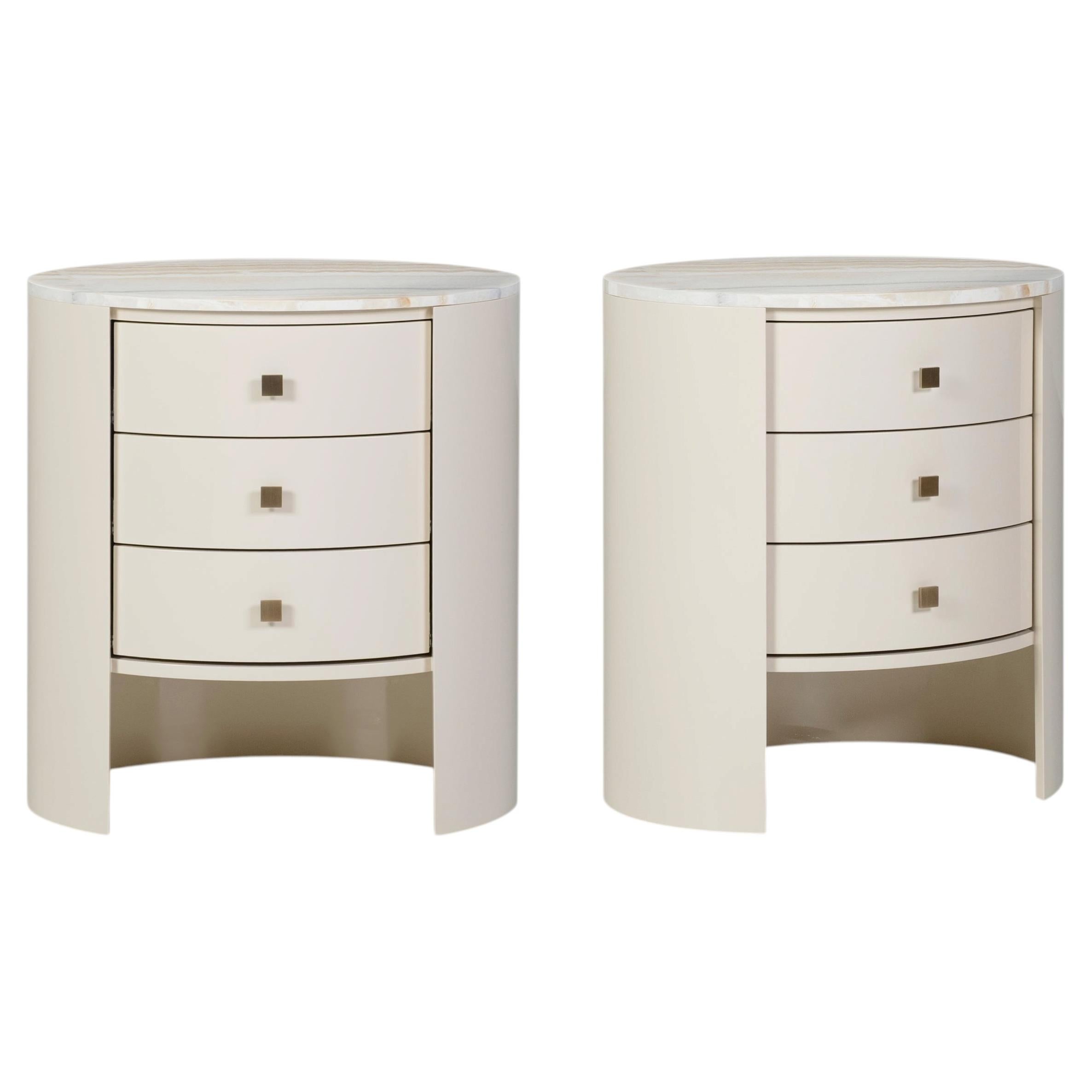 Set di 2 comodini Bend, in ottone Onyx, Greenapple