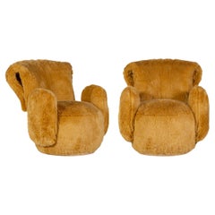 Set moderno Grass/2 poltrone, pelliccia sintetica Ambar-Mustard, fatto a mano da Greenapple