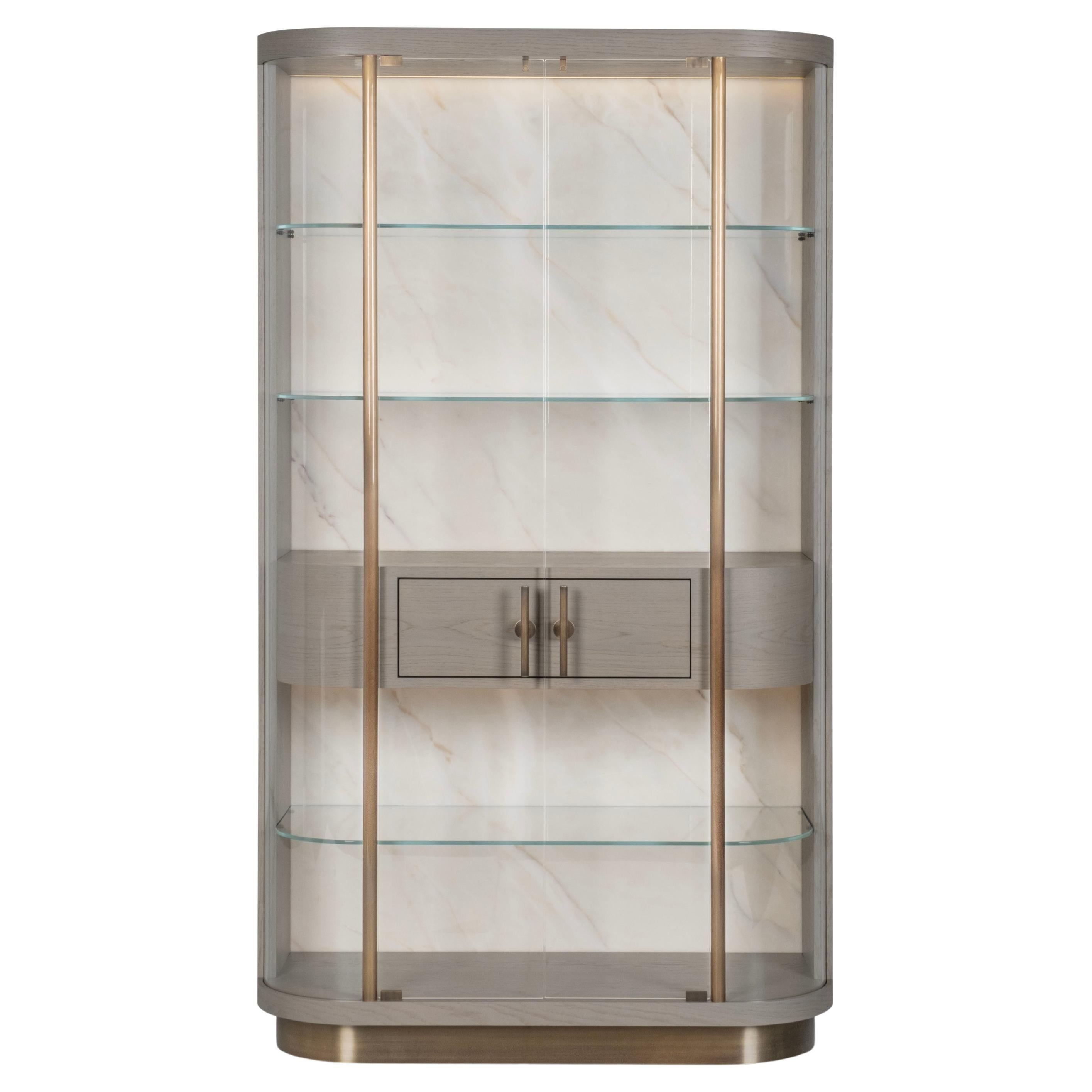 Modern Penedo Marble Display Cabinet, Calacatta Bianco. Handmade by Greenapple For Sale