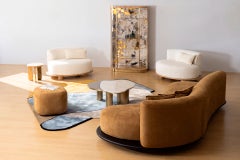 Organic Modern Bordeira Stone Coffee Table, Ivory Onyx, Handmade by Greenapple