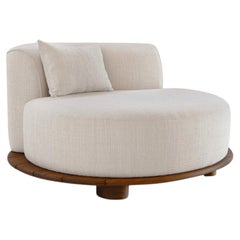 Modern OUTDOOR Teak Light Grey Galapinhos Lounge Chair, Handmade by Greenapple
