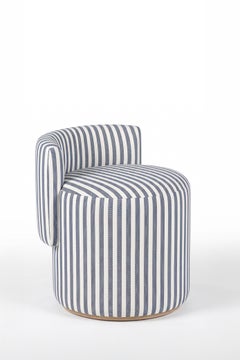 Modern Grand OUTDOORS Swivel Pouf, Blue DEDAR Striped Fabric by Greenapple