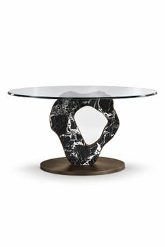 Modern Roca Grand Antique Marble Round Dining Table, Handmade By Greenapple