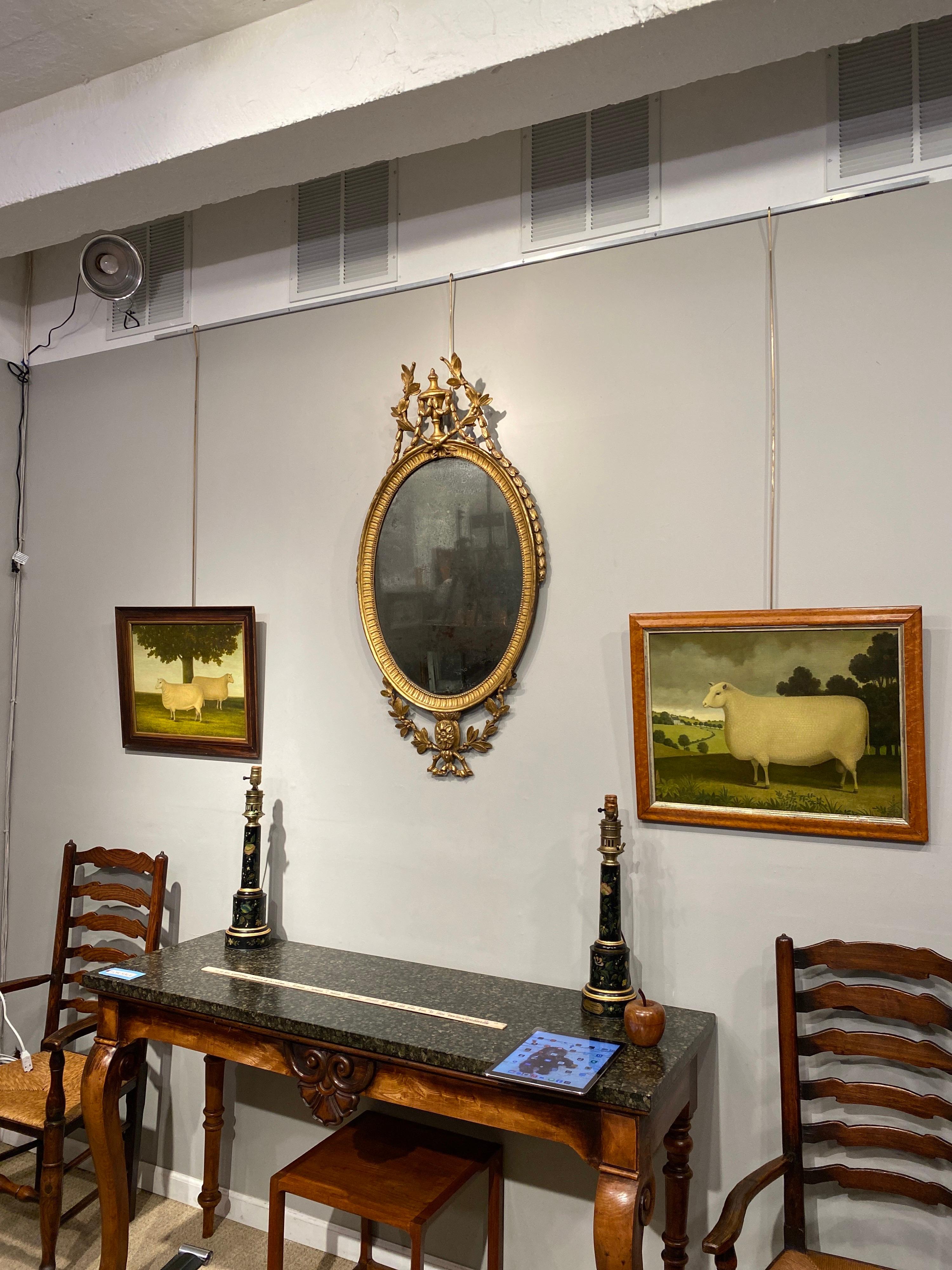 Miroir ovale en bois doré George III, 18ème siècle en vente 4
