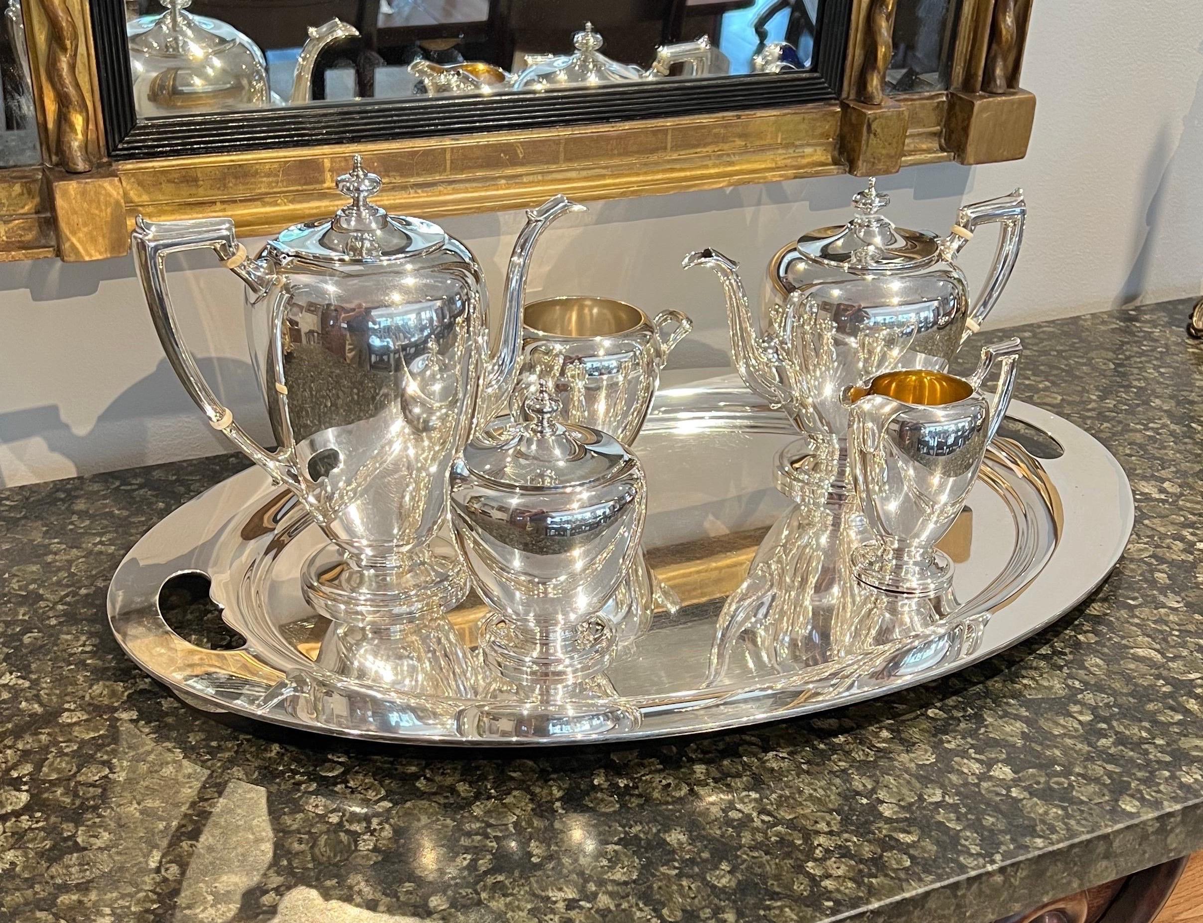 Dominick & Haff Sterling Silver Coffee And Tea Service with Tray circa 1895 In Good Condition In New York, NY