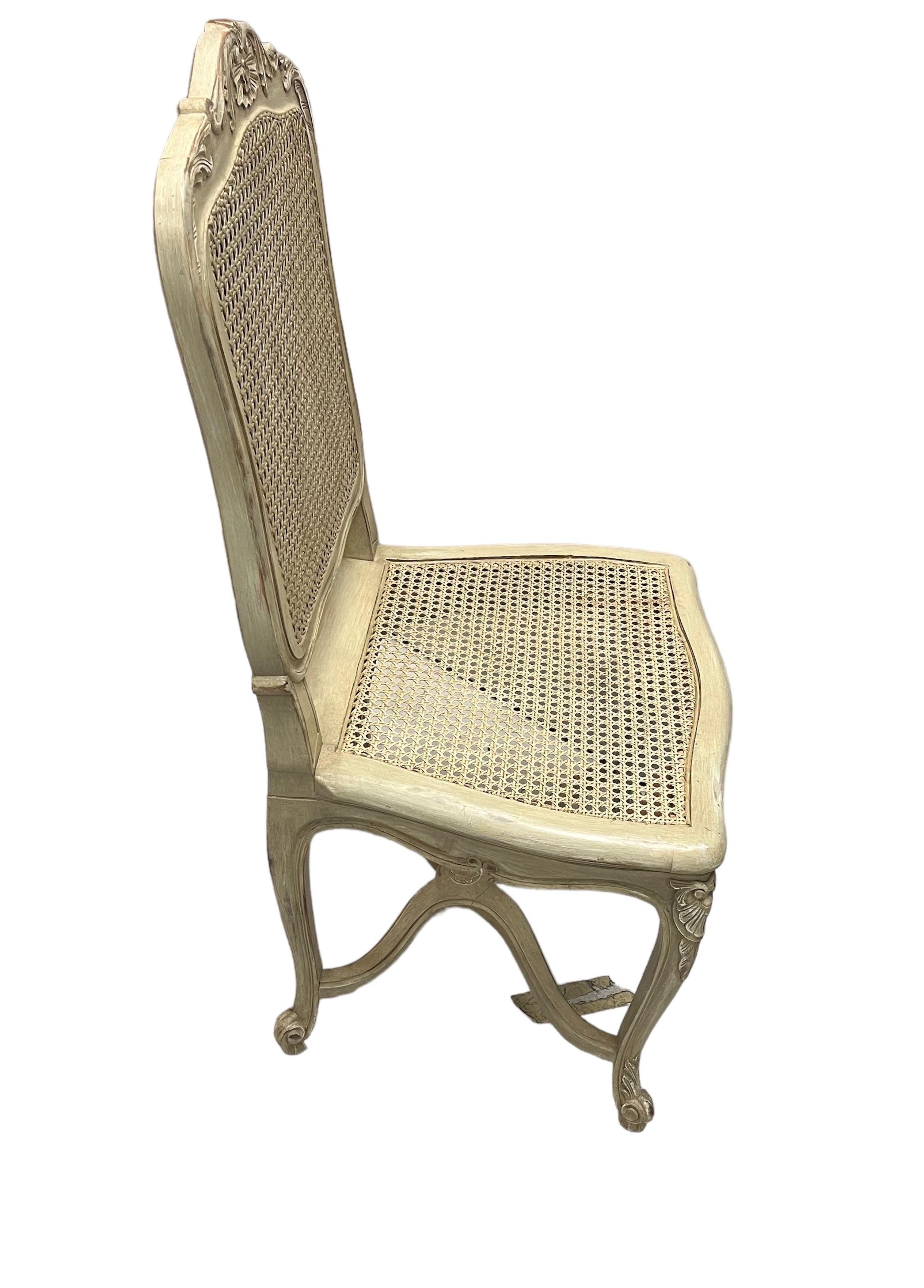Caned & Painted Régence Style Chairs, 2 Arm 10 Side  For Sale 9