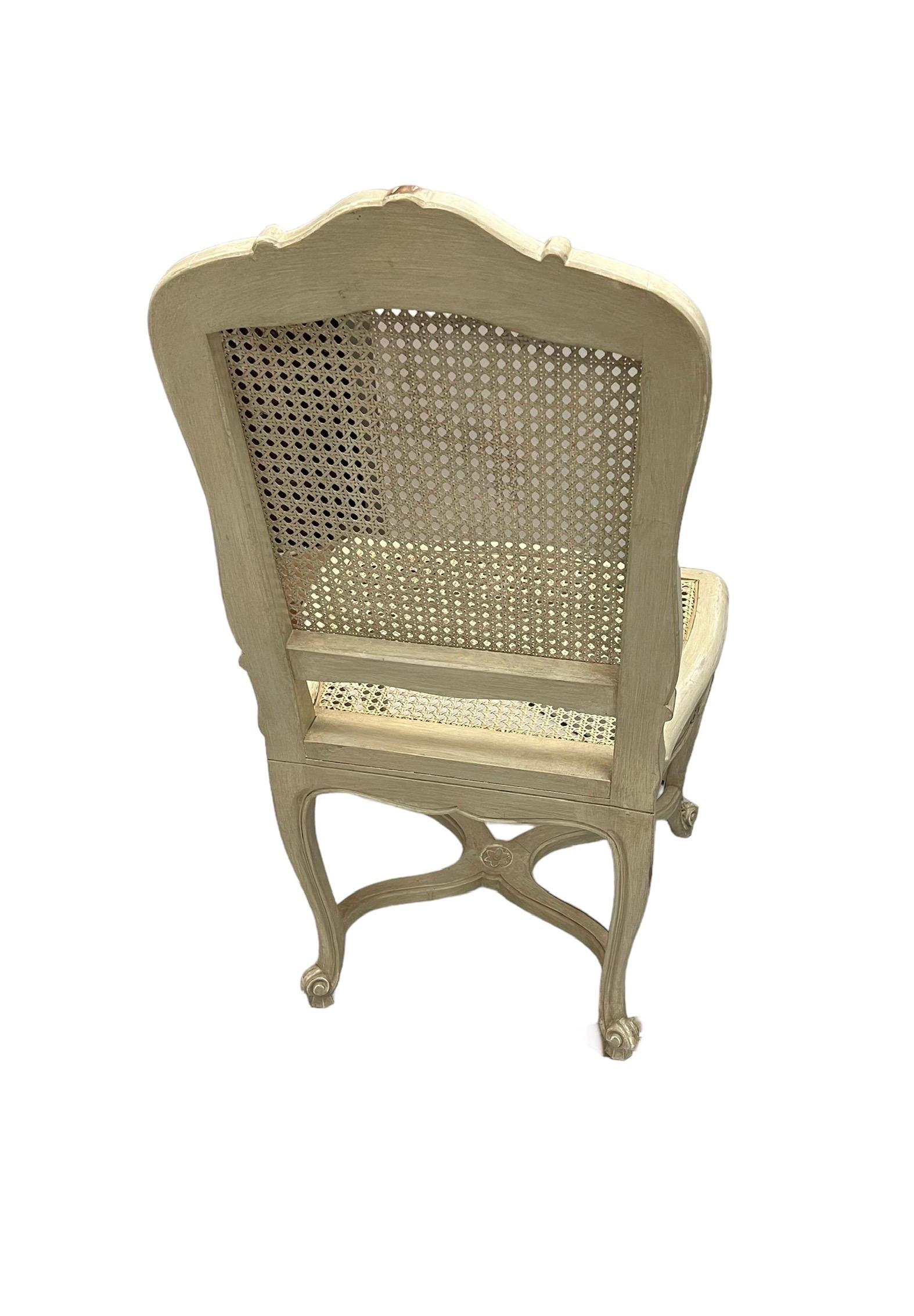 Caned & Painted Régence Style Chairs, 2 Arm 10 Side  For Sale 10