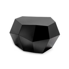 Organic geometric black glass Three Rocks medium coffee table by InsidherLand