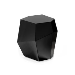 Organic geometric black glass Three Rocks high side table by InsidherLand