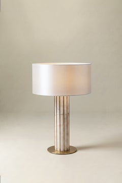Modern Estremoz marble & brass, Seagram table lamp by InsidherLand