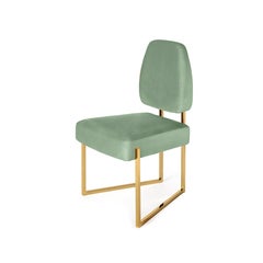 Minimalist velvet golden armless Perspective II dining chair by InsidherLand