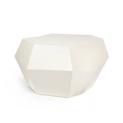 Organic geometric white lacquer Three Rocks medium coffee table by InsidherLand