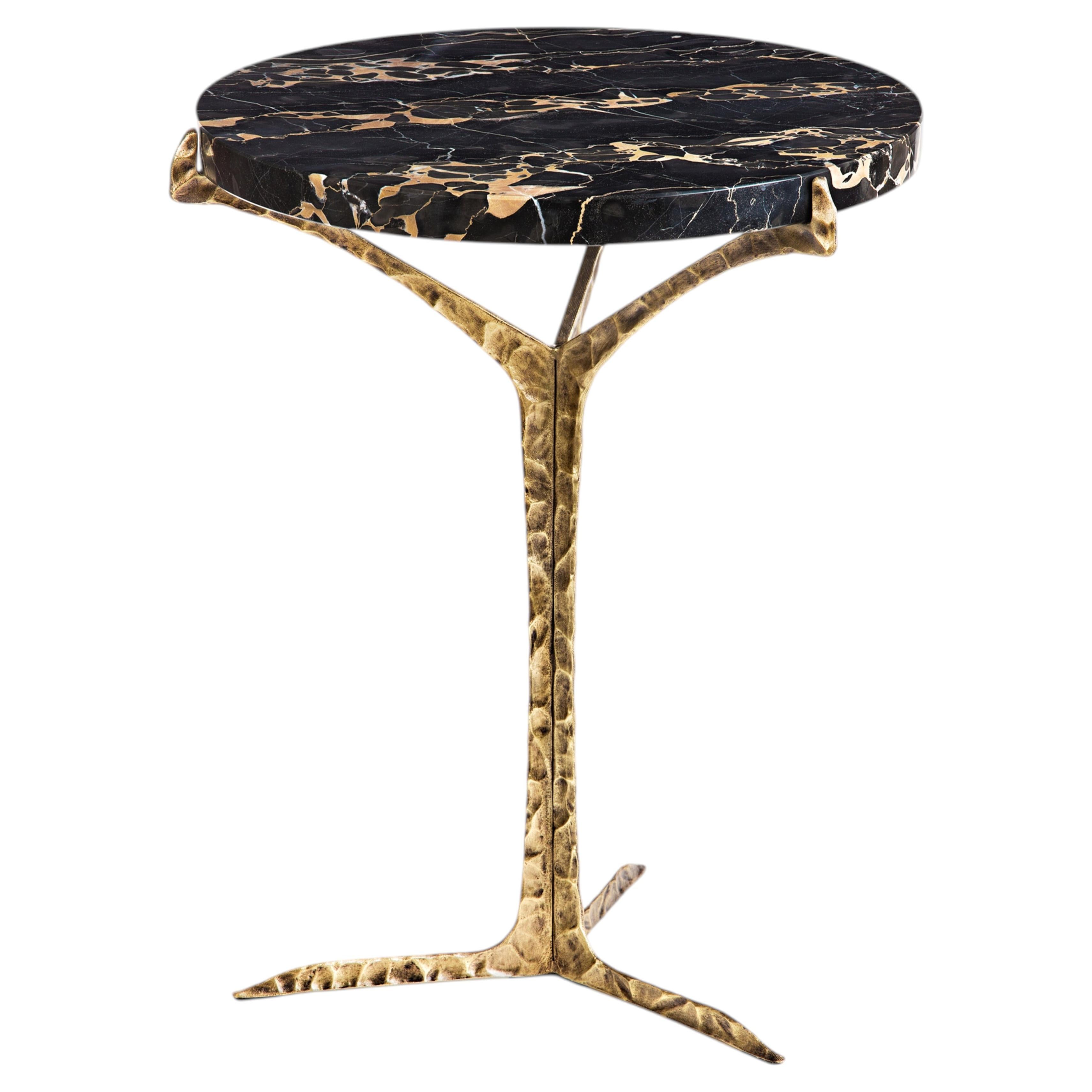 Nature inspired Portoro marble cast brass Alentejo side table by InsidherLand